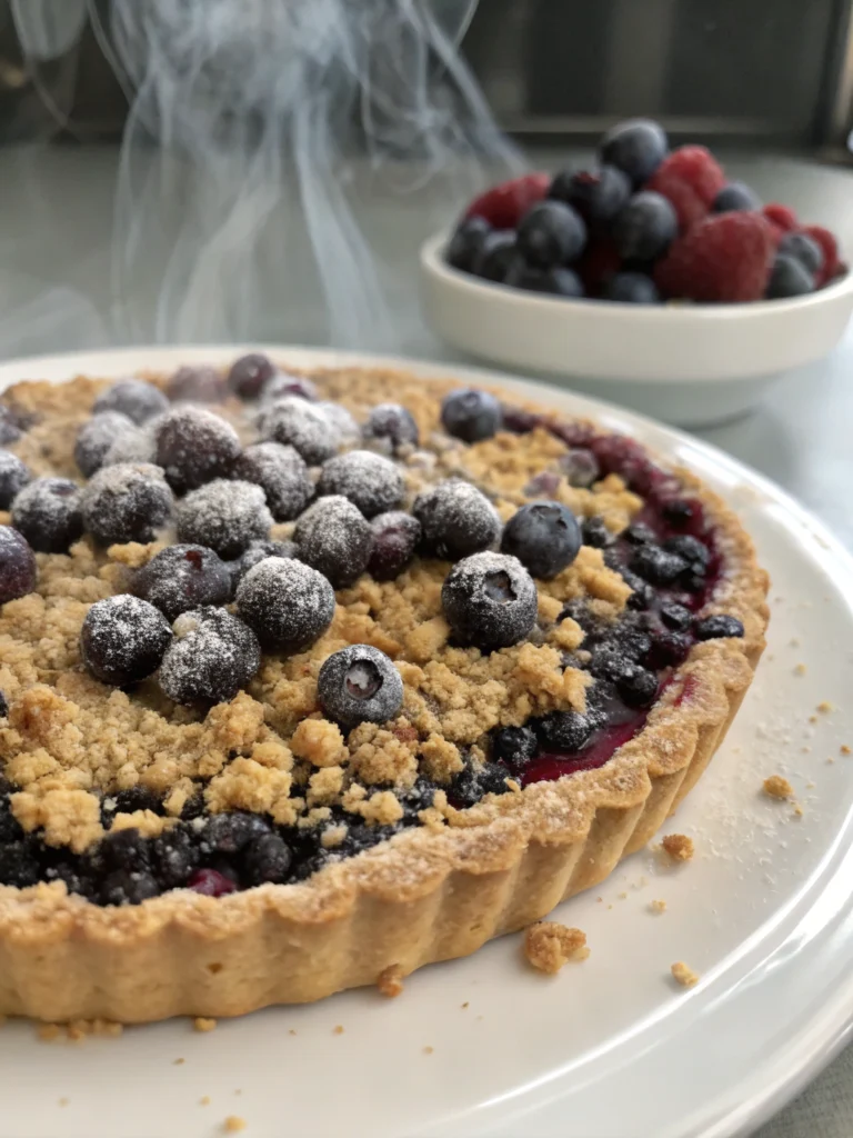 Blueberry Crumble Pie with Frozen Blueberries
