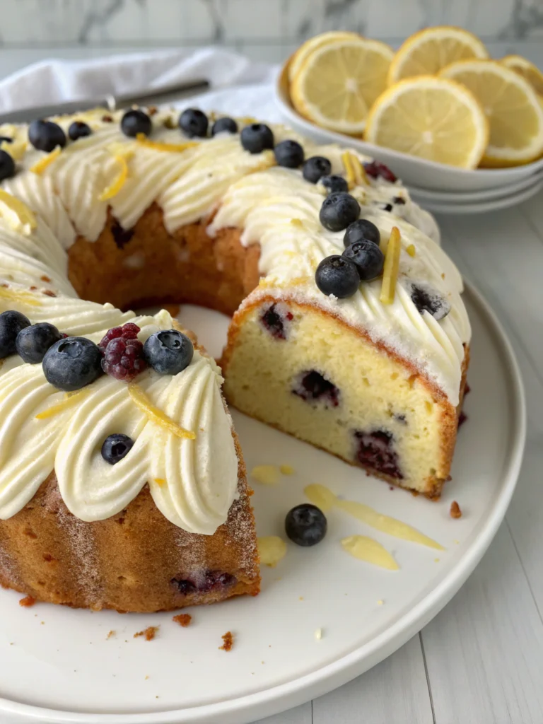 Lemon blueberry cream cheese pound cake