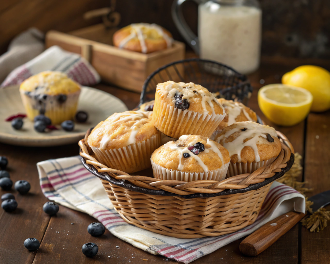 high protein lemon blueberry muffins​ 