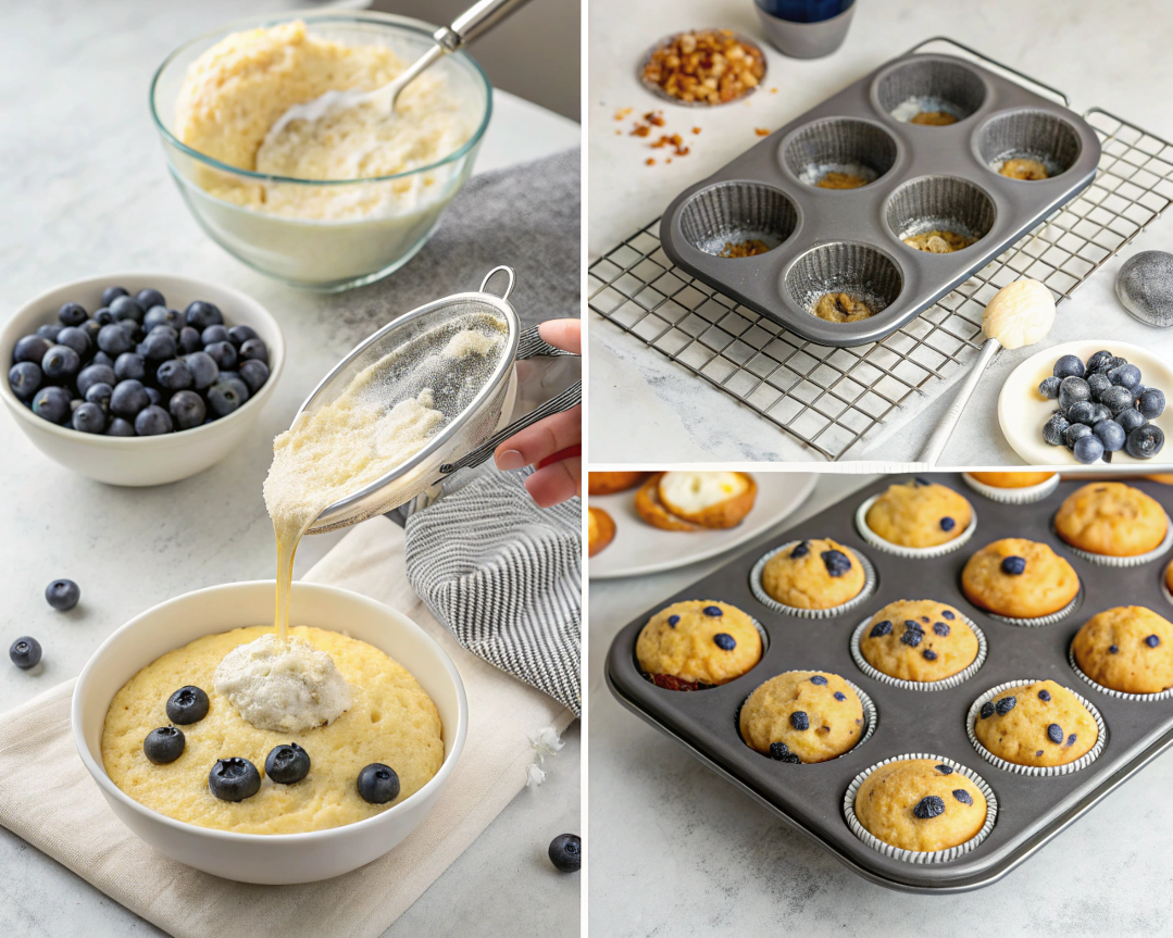 high protein lemon blueberry muffins​ Step by step
